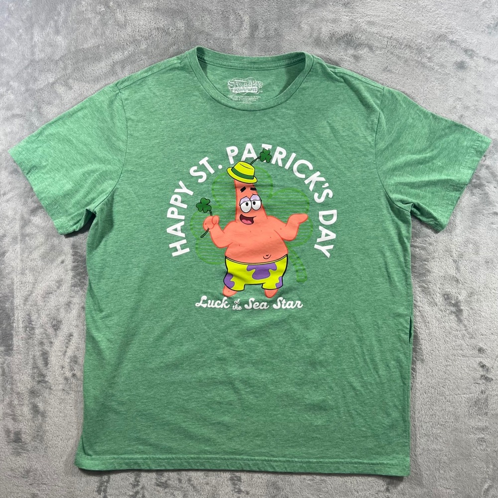 SPONGEBOB SQUAREPANTS Patrick Star T-Shirt Men XL Green St Patricks Day Pocket